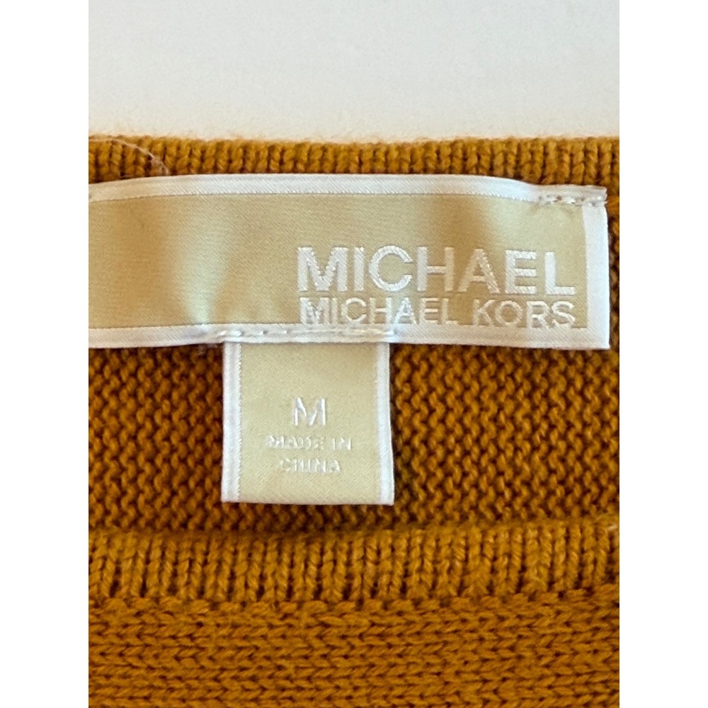 Michael Kors Womens Mustard Yellow Knit Side Zip Sweater Marigold Medium - Picture 8 of 8